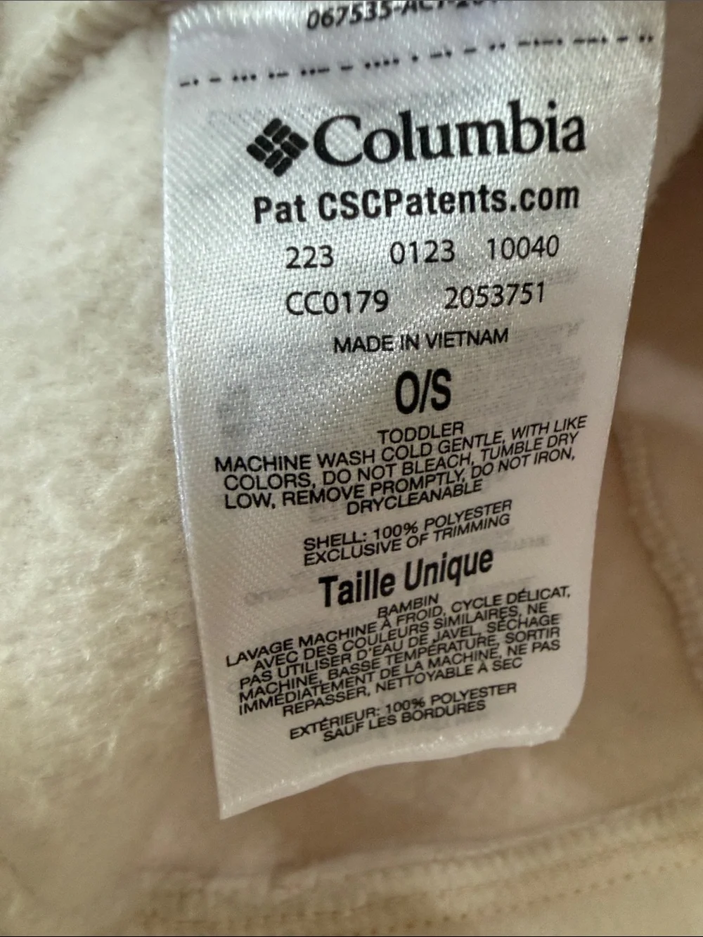 Columbia Ivory Sherpa Hat with Logo Patch